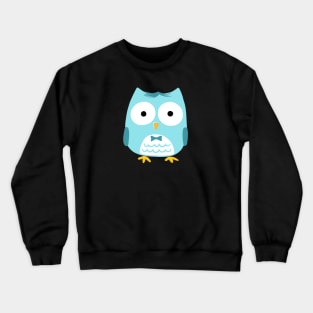 Cute Blue Owl with Bow Tie Crewneck Sweatshirt